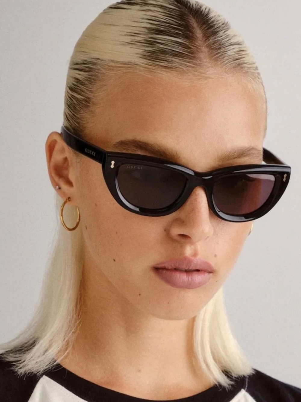 Gucci Black Cat-Eye Sunglasses with Brown Lenses